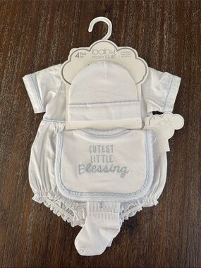 baby essentials White & Light Blue "Cutest Little Blessing" 4-piece Gift Set